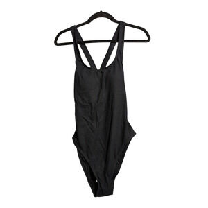 Andie Tulum One Piece Swimsuit Black Rib Beach Pool Resort Crisscross M New